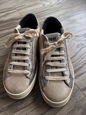 P448 Metallic Champagne Glitter Low-Top Sneakers